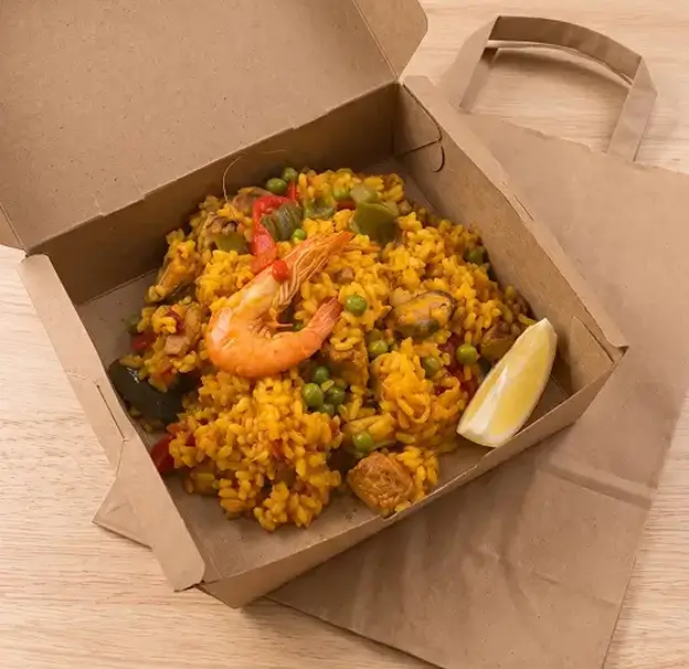 Un plato de paella para llevar